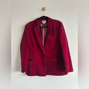 Vintage Worthington Red Velvet Blazer 18 | Made in Japan Cotton Velvet Jacket